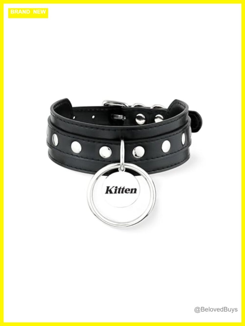 Black Leather Choker Necklace with O-Ring Adjustable 13-17" Gothic Punk Collar